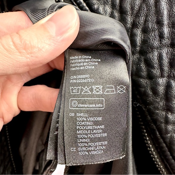 Black Heavy Faux Leather Black Moto Biker Jacket - Picture 14 of 14